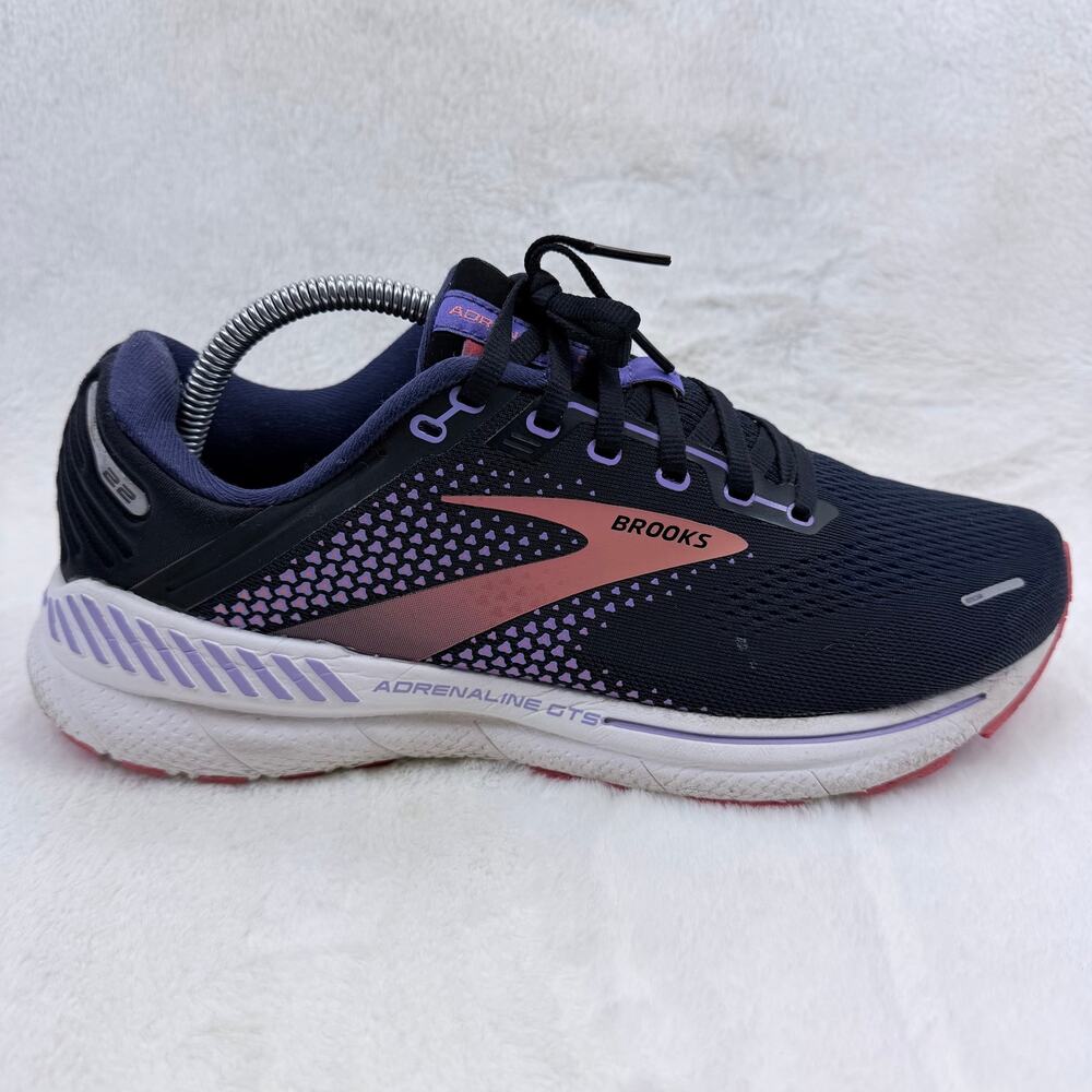 Brooks Adrenaline GTS 22 Womens Running Shoes Black Purple Pink Wide D Size 11